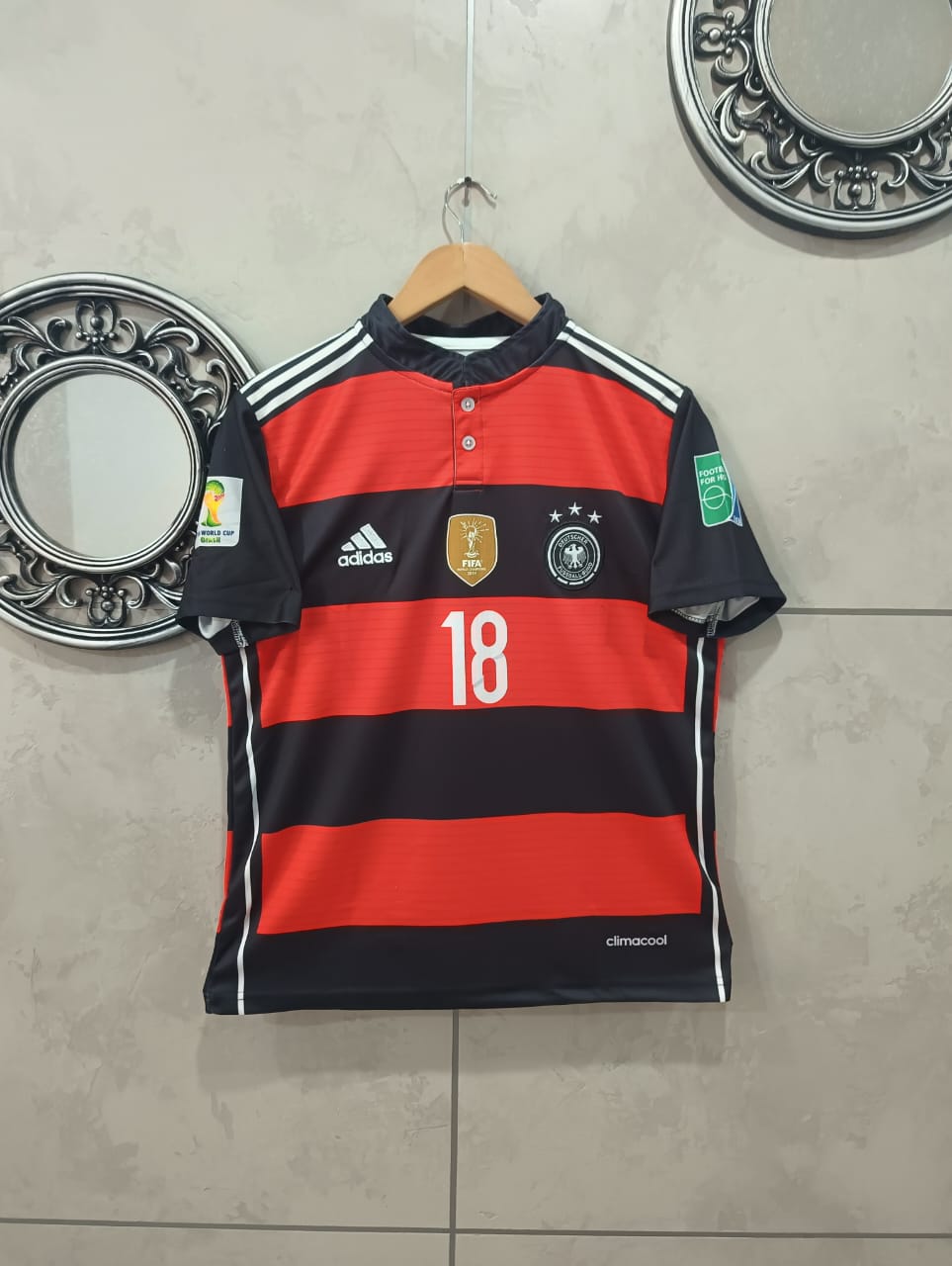 Germany Black/Red Hoops Jersey 2014 – Toni Kroos 18 (World Cup Edition)