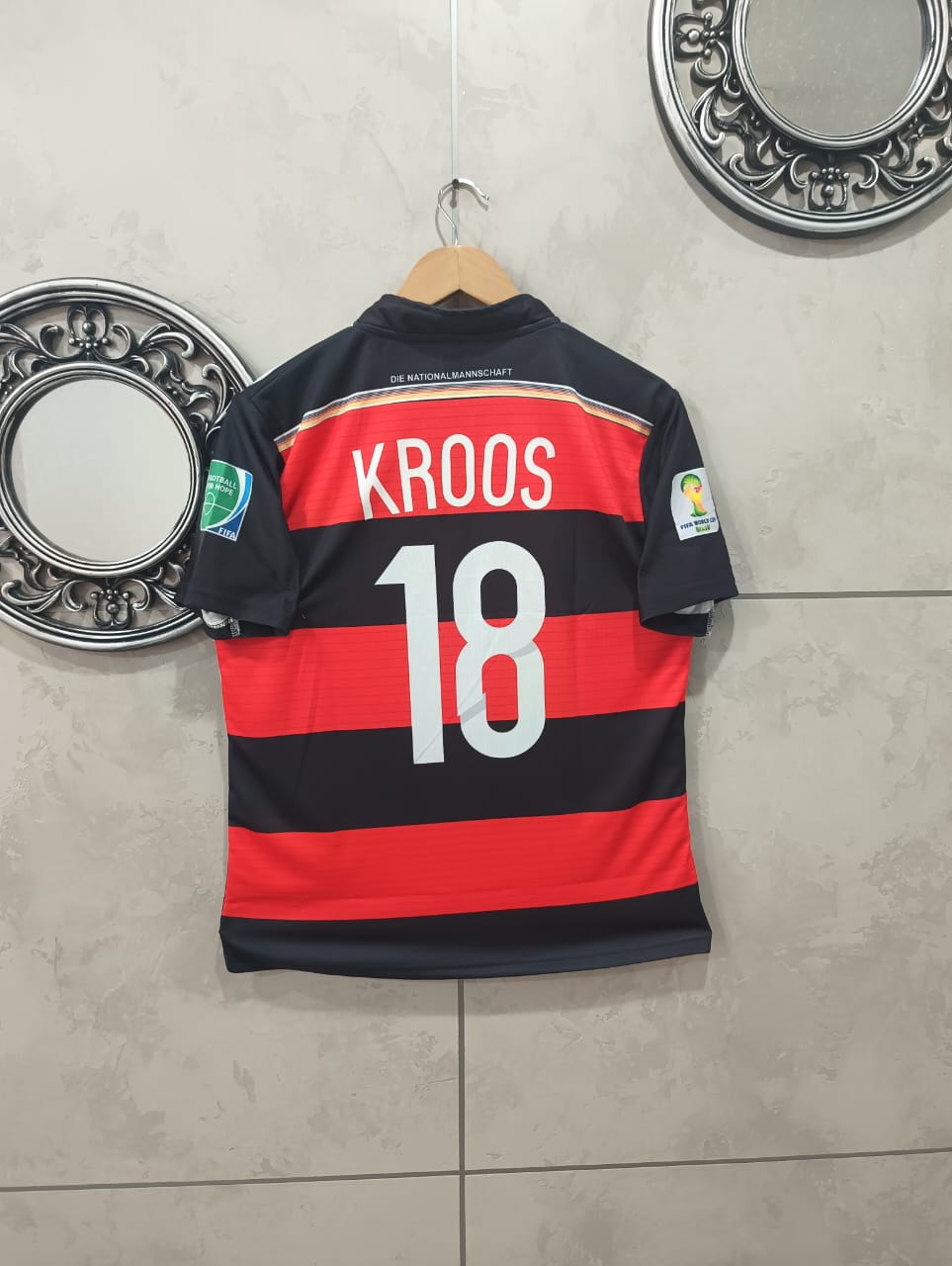 Germany Black/Red Hoops Jersey 2014 – Toni Kroos 18 (World Cup Edition)