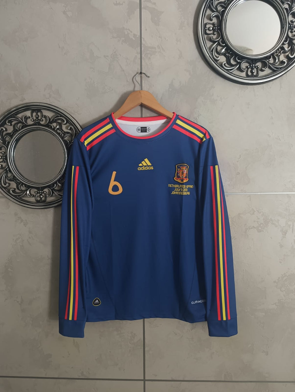 Spain Blue Long Sleeve Jersey – A. Iniesta 6 (2010 Final Tribute Edition)