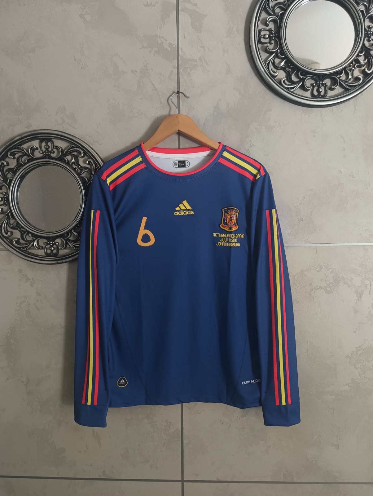 Spain Blue Long Sleeve Jersey – A. Iniesta 6 (2010 Final Tribute Edition)