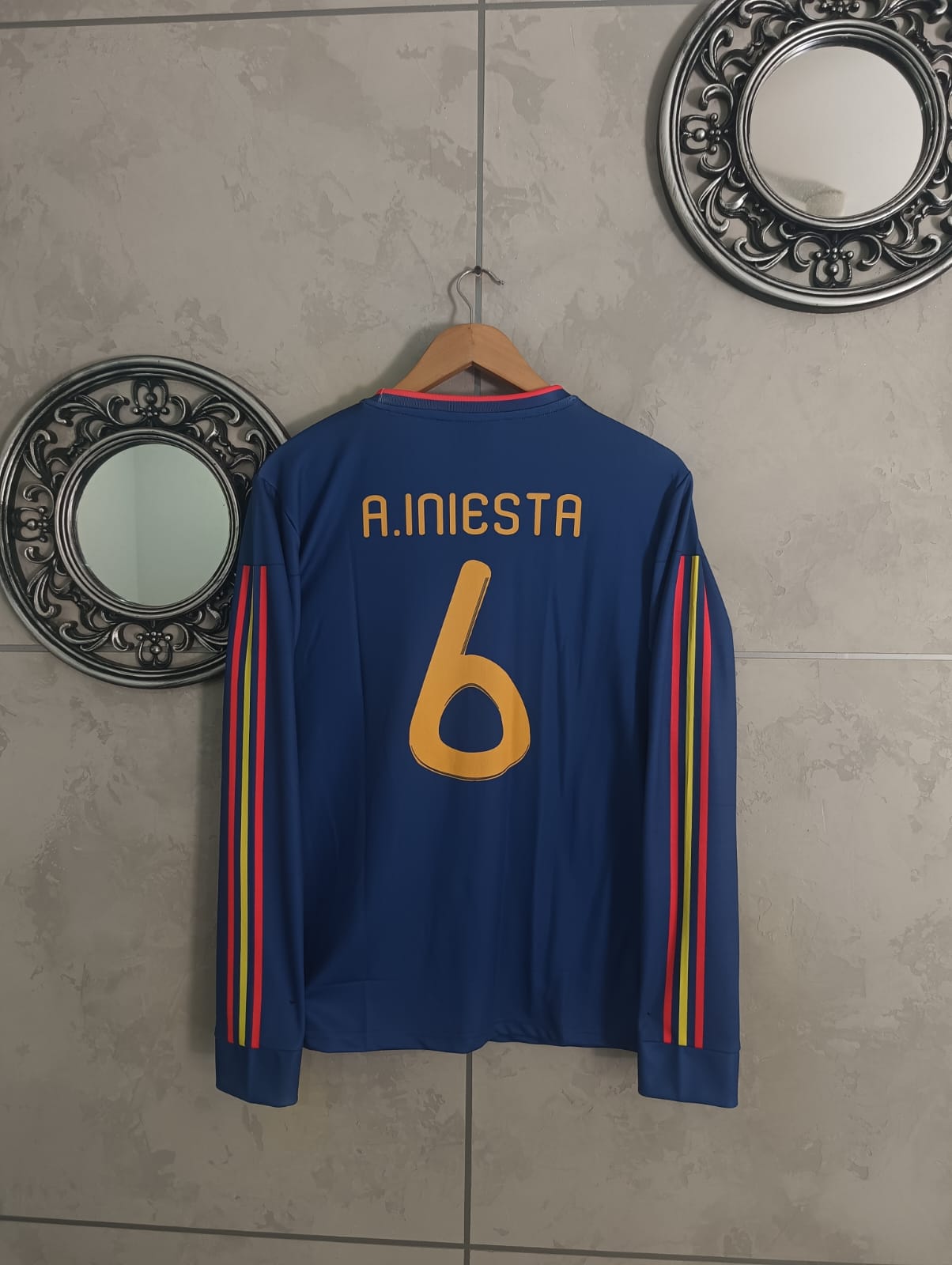 Spain Blue Long Sleeve Jersey – A. Iniesta 6 (2010 Final Tribute Edition)