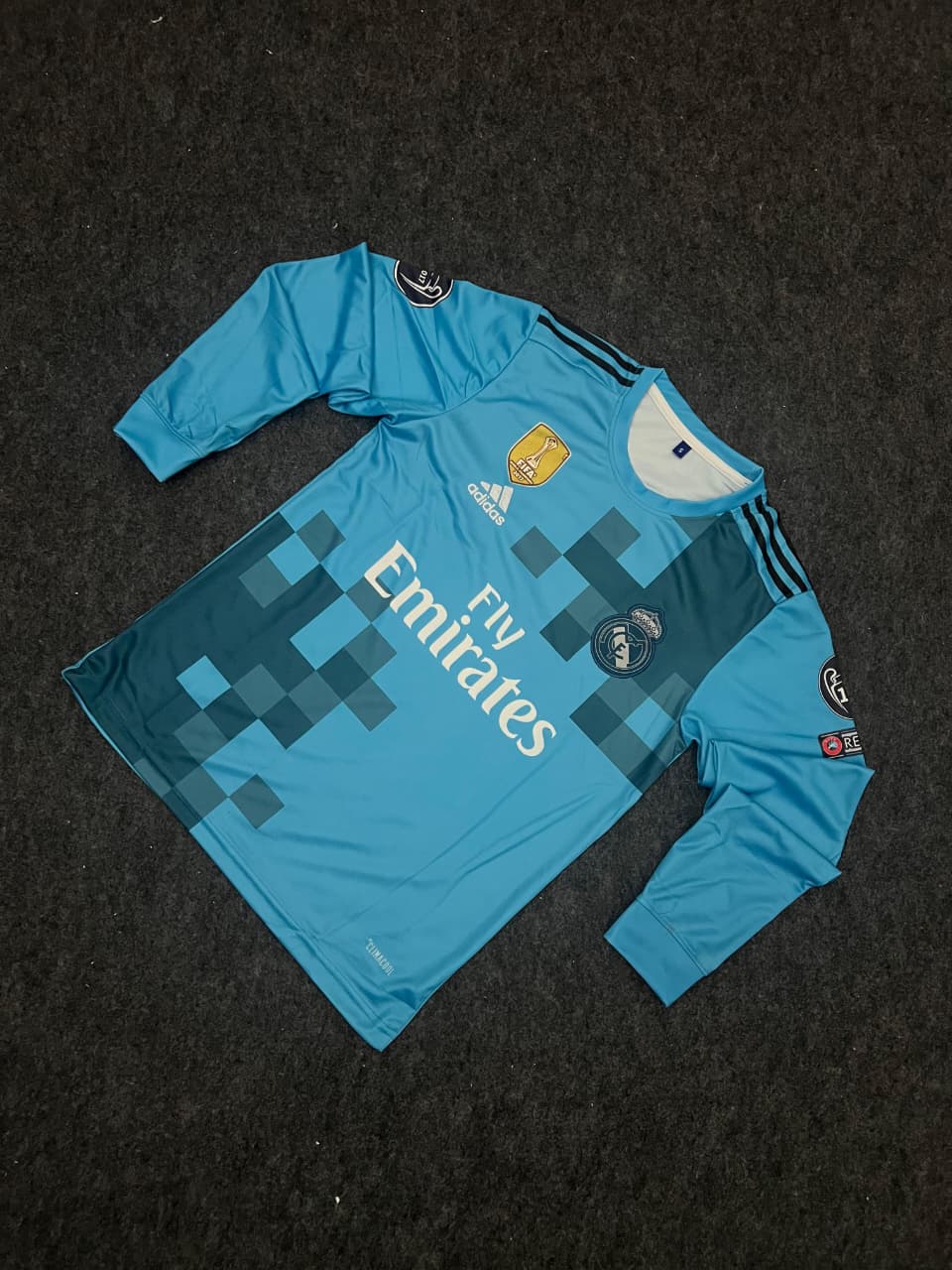 Real Madrid Blue Long Sleeve Jersey – Fly Emirates Classic Fan Shirt