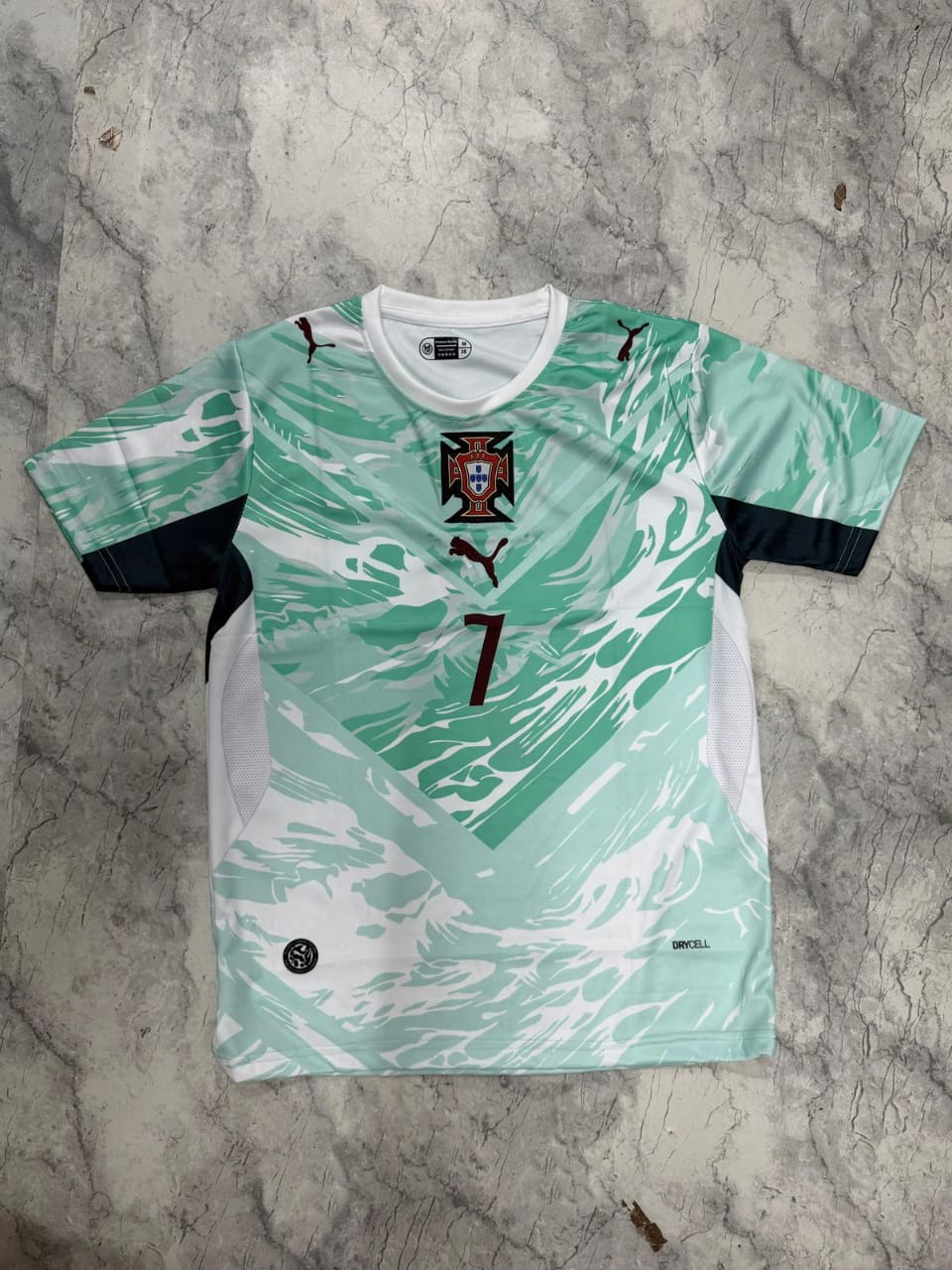 Portugal Mint Green Number 7 Fan Jersey