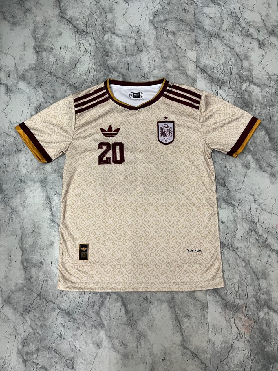 Spain Cream Number 20 Fan Jersey